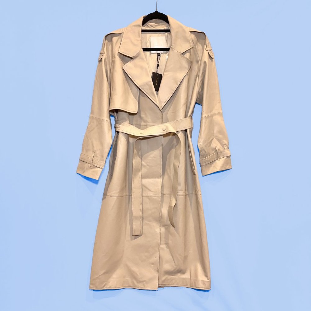 NWT Massimo Dutti Nappa Leather Trench Coat